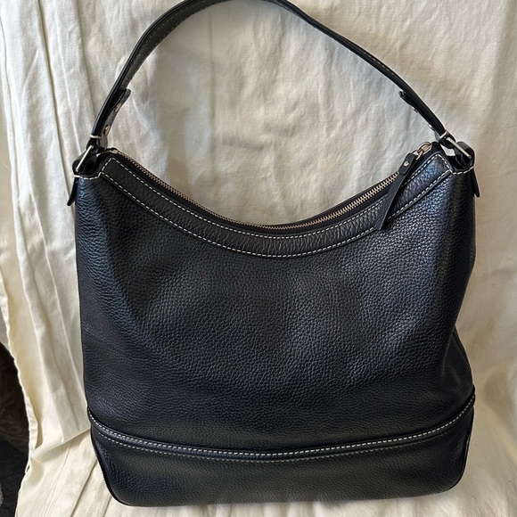 Kate Spade Black Pebble Leather Satchel Bag Shoulder Hobo Purse - Picture 2 of 9